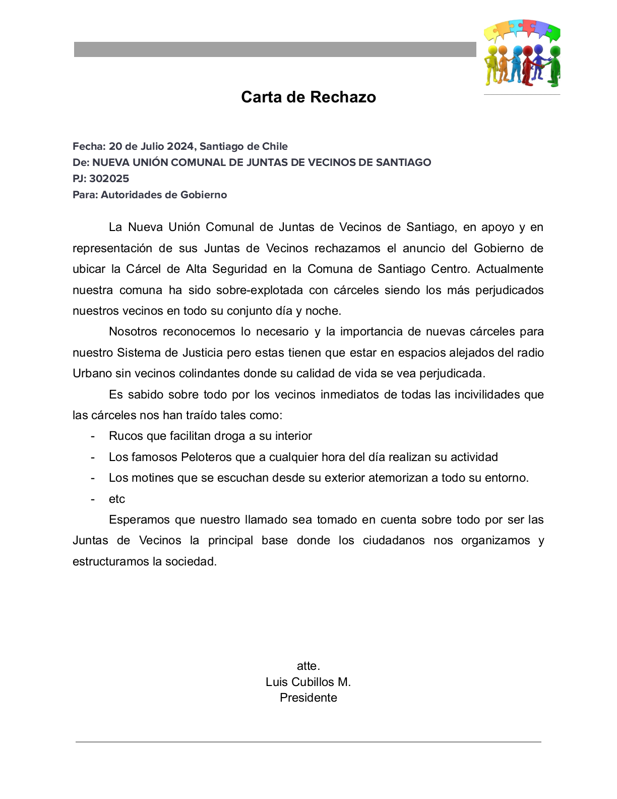 No a la Cárcel de Alta Seguridad en nuestra comuna de Santiago Centro